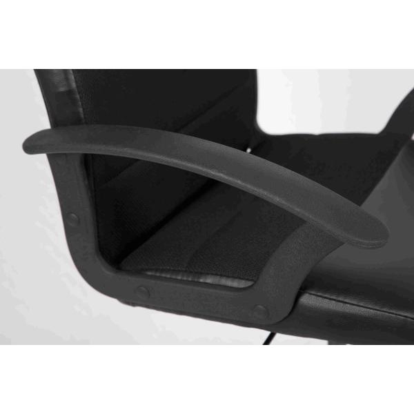 Black Leather Office Chair With Armrest Zipper , Wearable Swivel Computer Chair