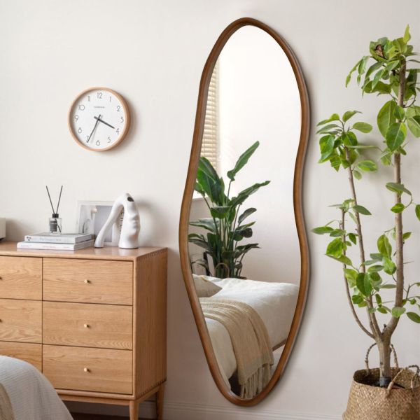 Asymmetrical Irregular Shape LED Mirror IP66 Solid Wood Frame LED Mirror