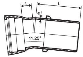 Di Fittings Socket Spigot 11.25 Degree Bend Bitumen / Epoxy External Coating