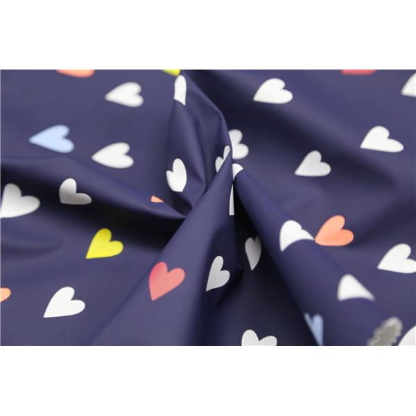 Blue Printed PU Leather With Sweet Heart For Children's Coat , Windbreaker , Raincoat