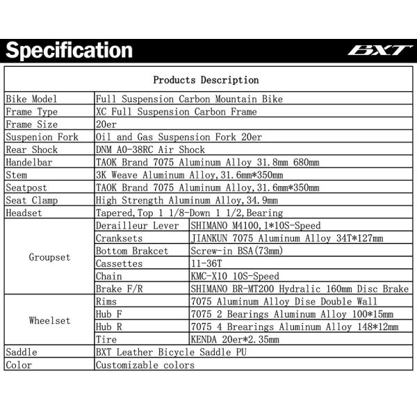Bicicleta de montaña de carbono con suspensión completa, grupo Shimano de 10 velocidades para niños