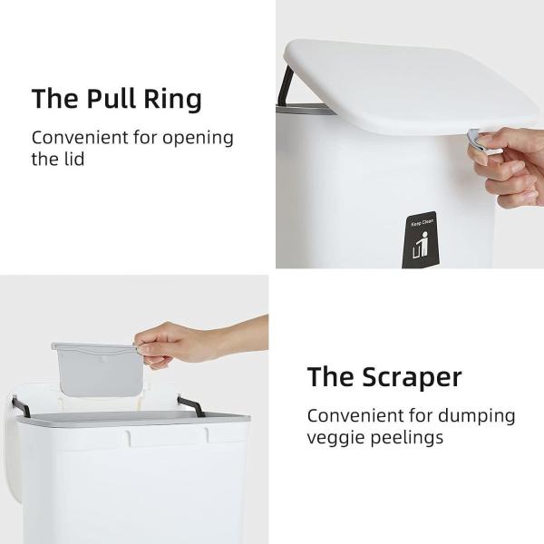 Kitchen Hanging Trash Can with Lid for Under Sink or Cabinet Door 2.4 Gallon Kitchen Compost Bin with Inner Bucket Garbage Can