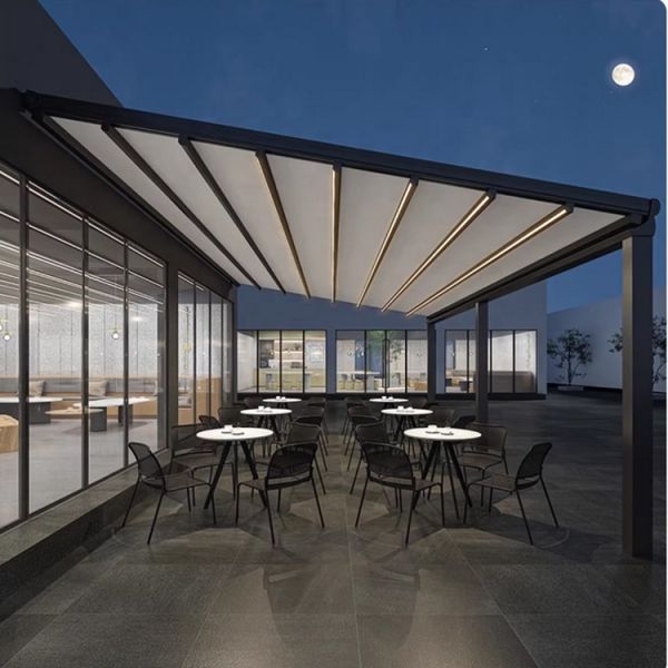 Sunshade Sliding Folding Lip Roof Outdoor Retractable Canopy Aluminum Frame Polyester Sail 6m Projection Ordinary Switch Pergola