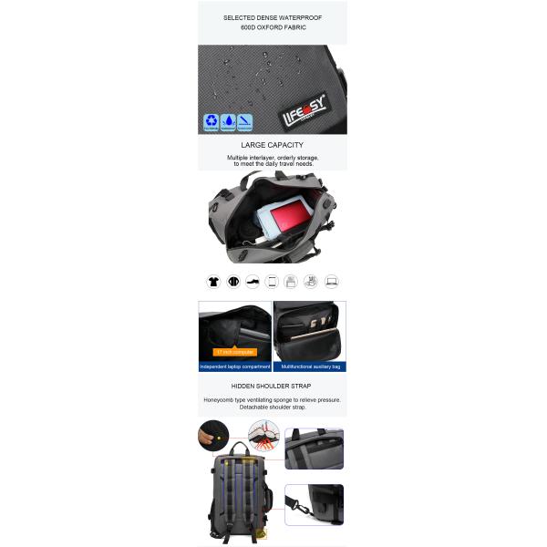 Multifunctional 600D Oxford Cloth Modern Laptop Backpack 20 Litre