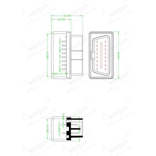 Multicolor переходник кабеля мужчины OBD2, автомобильное снабжение жилищем переходника OBD II гаван