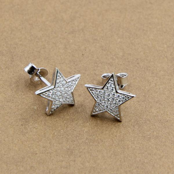 Звездные серёжки Студ Twinkling Star 925 Sterling Silver Stud Серёжки для повседневной жизни Гламурные настоящие серебряные серёжки