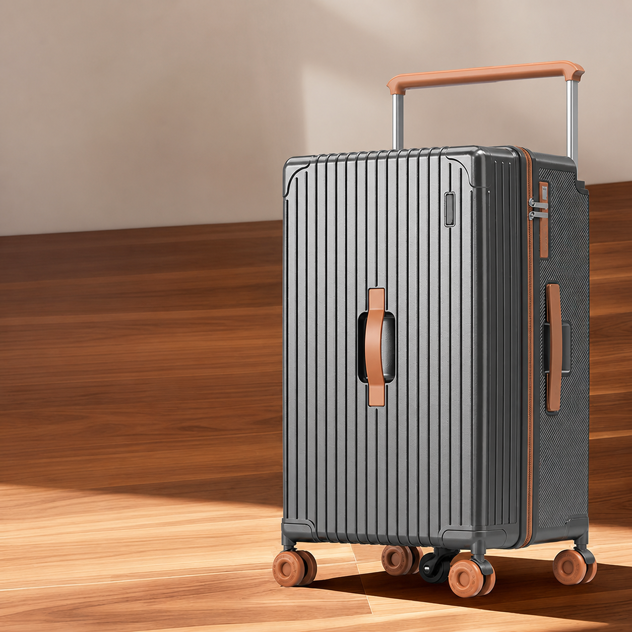 Large Capacity PC Hard Shell Suitcase with Wide Handle, Cup Holder, Side Hook and 360 Degree Spinner Wheels Wholesale