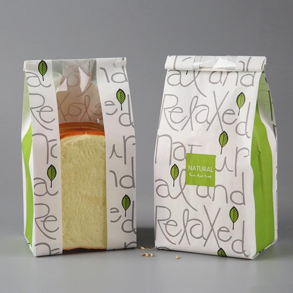 Sacs d'emballage alimentaire en papier kraft à quatre joints biodégradables pour le pain en relief