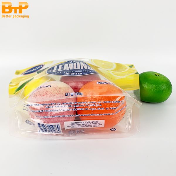 Custom Reusable Zipper Stand up Pouch Plastic Fruit Bag Orange Grape Packing with Handle Cherry Lemon Packaging Bags
