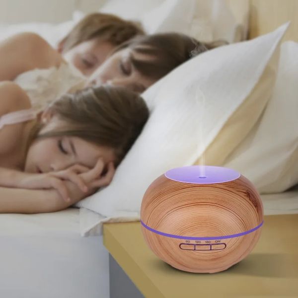 Factory Provide 200ml Wood Grain Essential Oil Scent Fragrance Aroma Diffusers for Home Large Room With Night Light