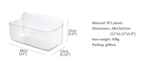 Wall Mount Plastic Home Storage Organizer Holder Non Drilling Basket - Hanging Bin Shelf for Bathroom, Kitchen, Pantry