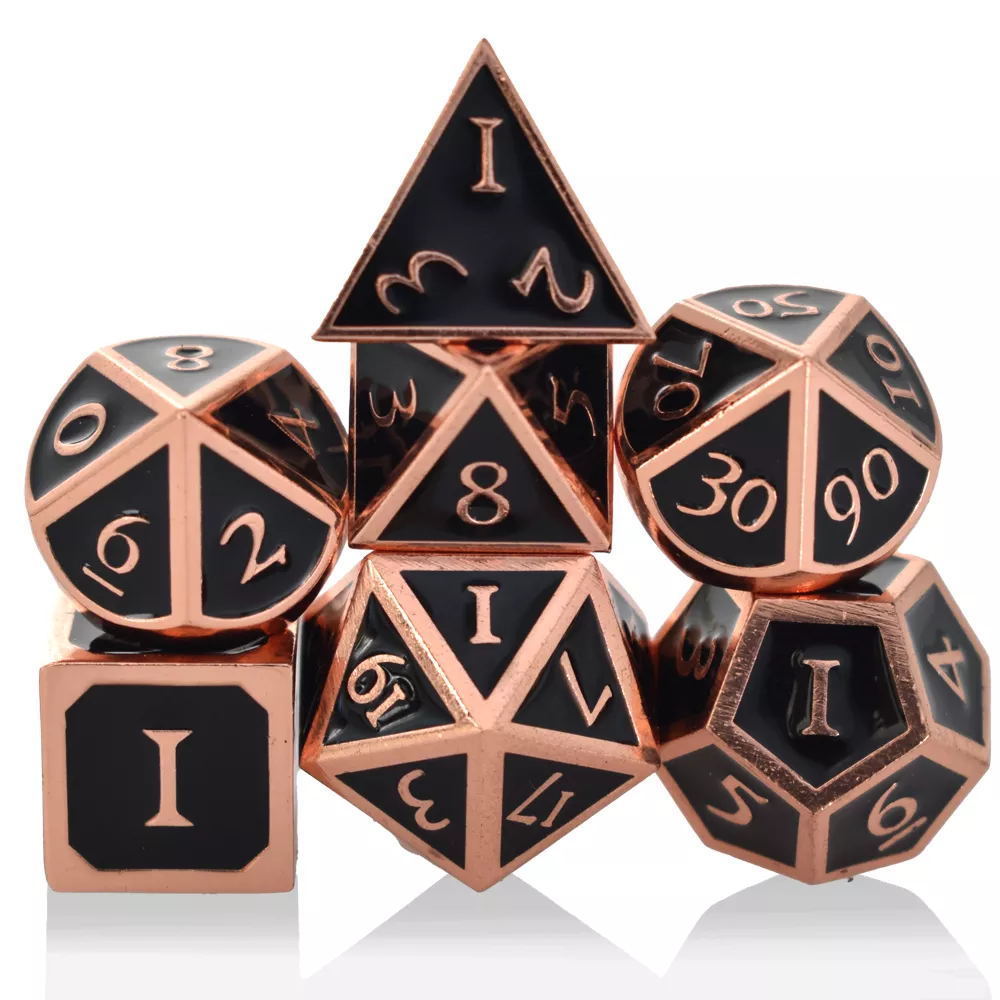 Zinc Alloy 7pcs Set of Custom Logo Metal Dice for RPG and DND Games