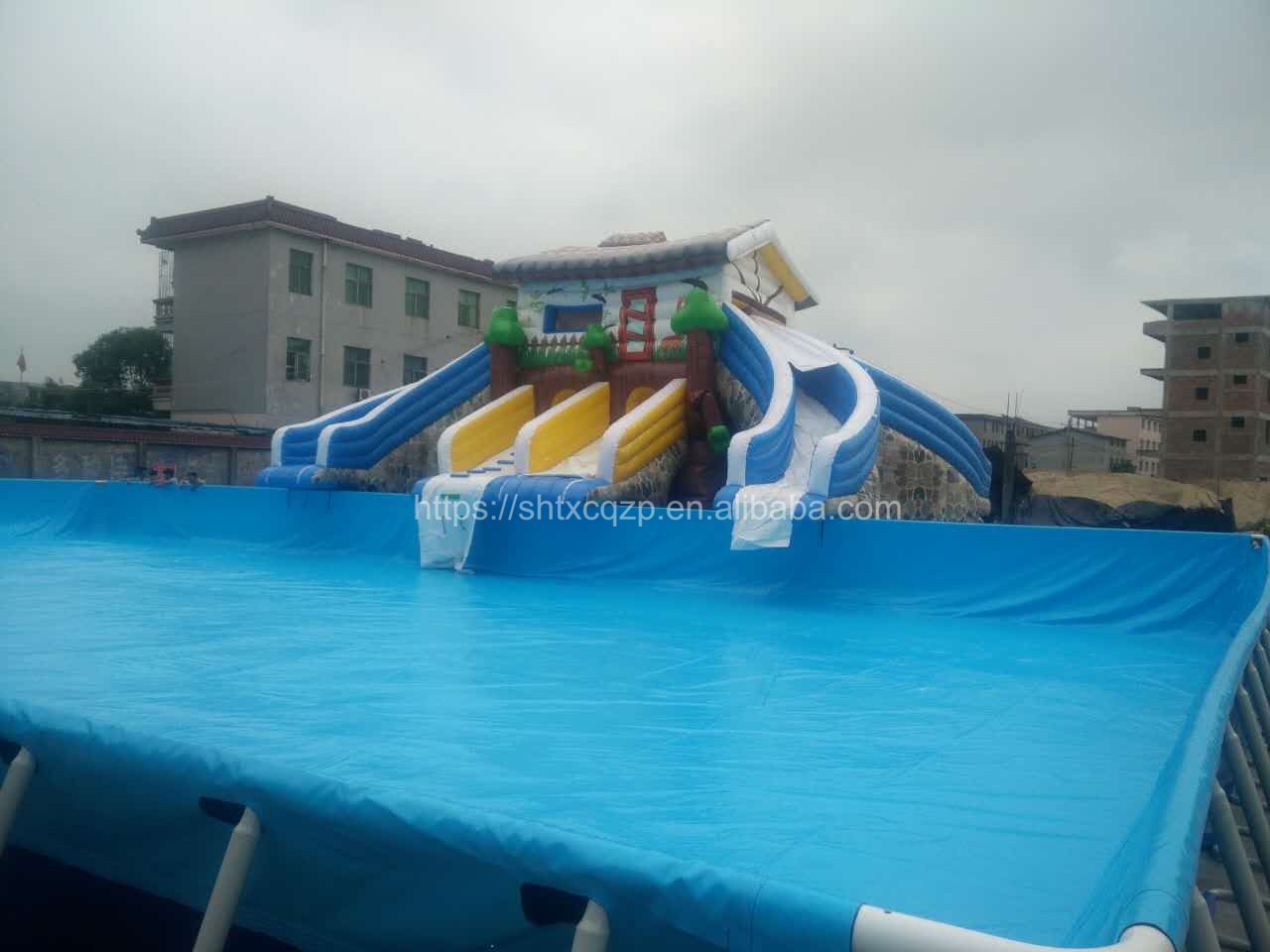 Factory Price Inflatable Custom Land Water Park High Quality PV Inflatable Water Slide with Swimming Pool Water Play Equipment