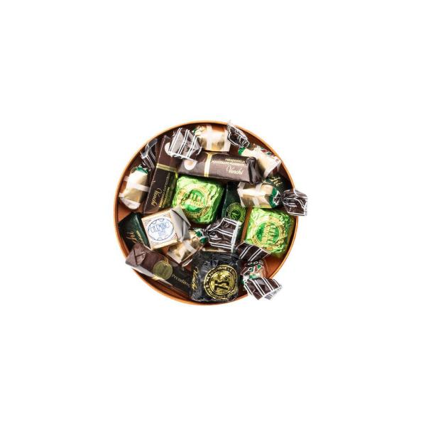 Dia 14cm Christmas Chocolate Packaging , Assorted Chocolate Gift Boxes Ribbon Closure