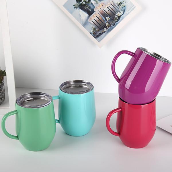 12oz Double Wall Stainless Steel Vacuum Flask Eggshell Coffee Tumbler