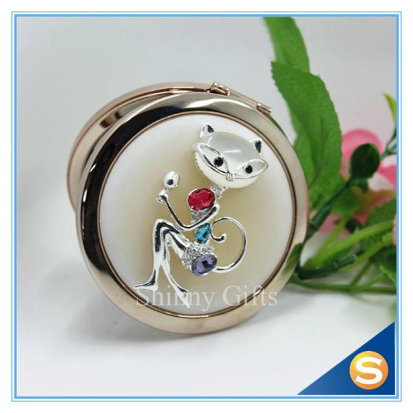 Shinny Gifts High-Grade Fox Design Makeup Mirror Crystal Round Cosmetic Mirror