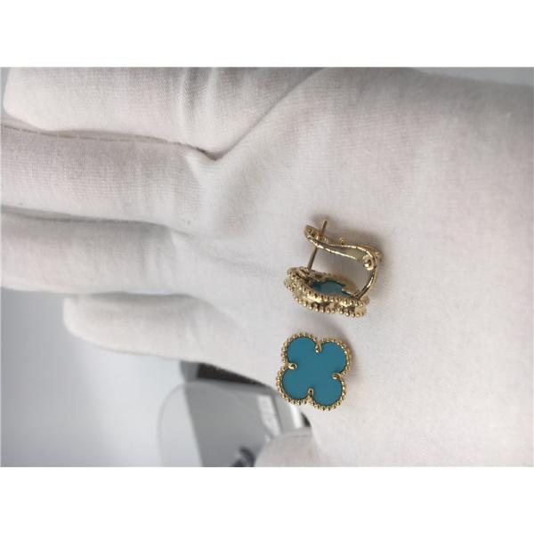 Van Cleef Arpels Sweet Alhambra earstuds 18k yellow gold with turquoise