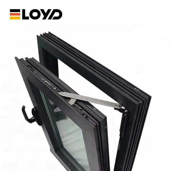 Black Aluminium Tilt And Turn Window Slimline Sound Insulation OEM