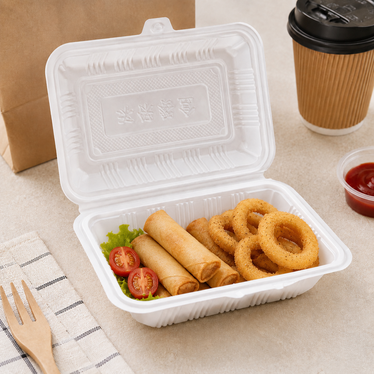 Small Single Compartment PP Clamshell To Go Containers for Side Dishes / Compact Meals