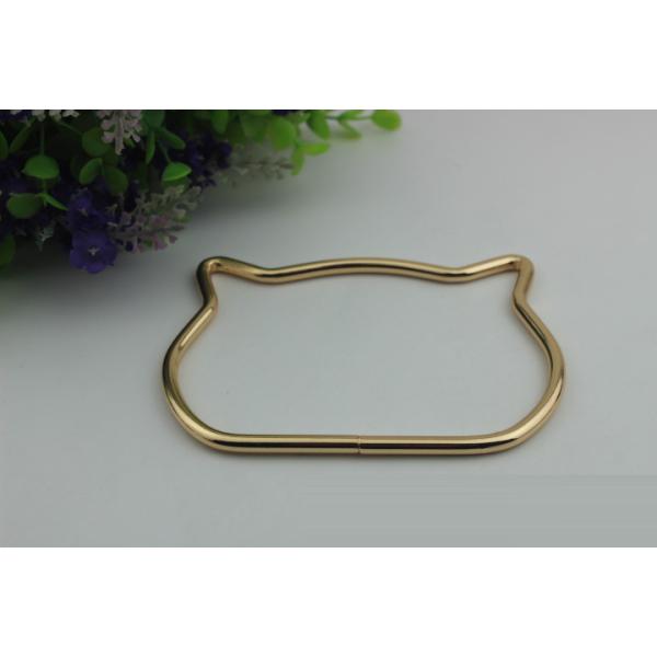 Popular wholesale zinc alloy cat head shape light gold metal bag hardware handle