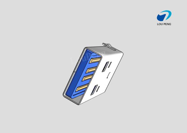 3.0 USB connector 4PIN AF SMT  BLUE BOTH SIDES FIXED PIN IS STRAIGHT FOOT Gold-Plated