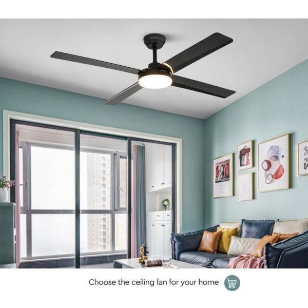 1stshine LED Ventilador de teto 5 velocidades 4 lâminas Suporte Dimmer Iluminação LED