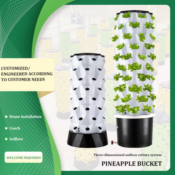 30L 8 Layer 64 Holes Hidroponia Tower Container Microgreens Vertical Hydroponics Greenhouse Systems