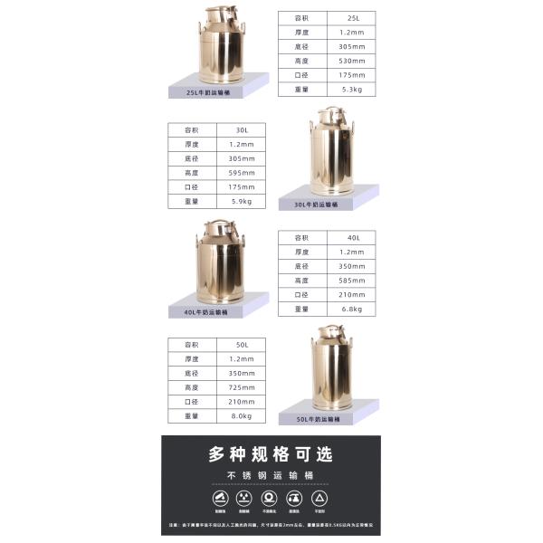 Stainless Steel 304 Transport 25L Milk Storage Can
