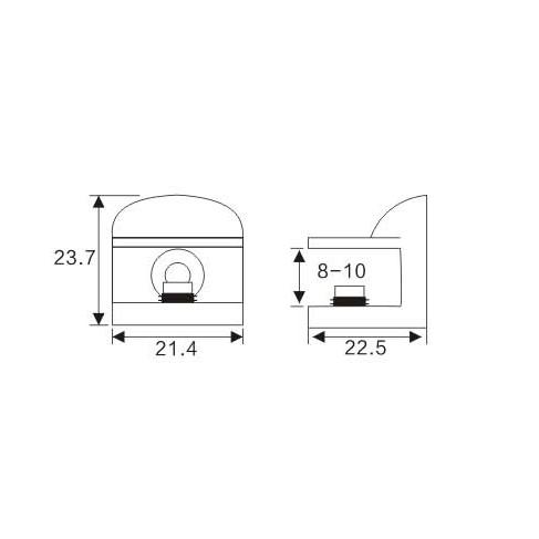 Fixed Glass Holder YS-039M, Zinc Alloy,  for glass 8-10mm, finishing chrome or Satin