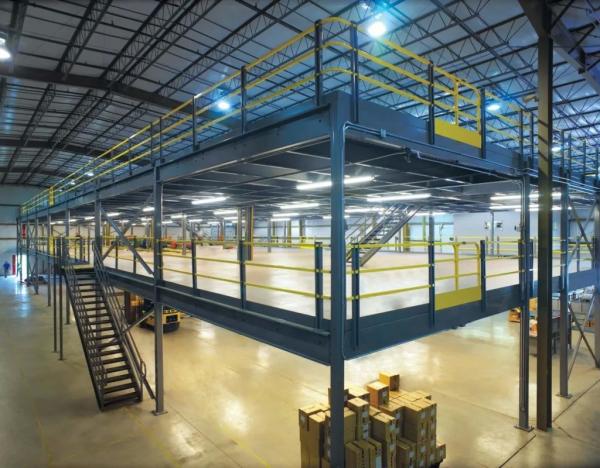 Large Span Steel Structure Platform Powder Coating / Galvanizing Industrial Mezzanine Floor