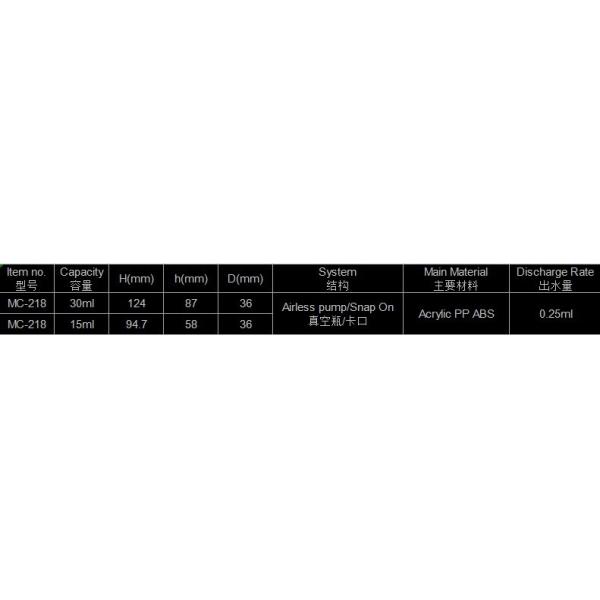 PP Material 15ml 30ml Airless Bottles Cosmetic Packaging Private Logo (MC-218)