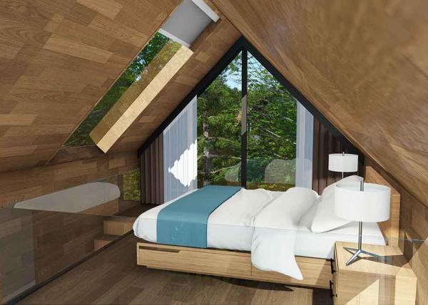 Casa de madeira da casa pré-fabricada do quarto da luz de Brown 1/grandes casas da casa pré-fabricada para o desenvolvimento de turismo