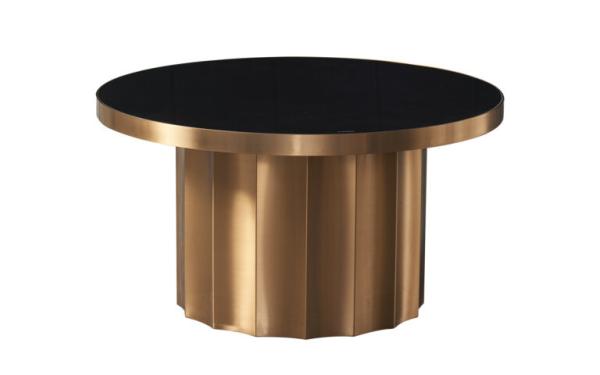 Enigmatic Stylish Black Glass Stainless Steel Coffee Table Elegant Round