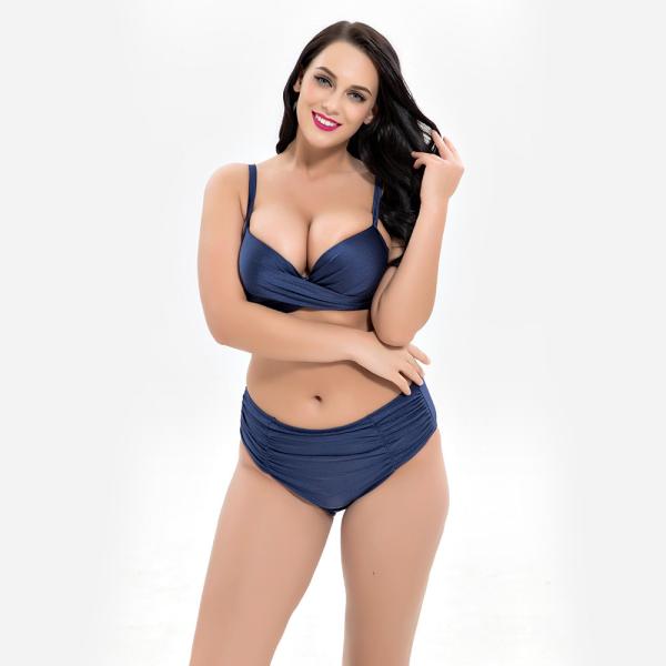 2019 New Plus Size Two piece Swimsuit solid color Swimsuit Women Push up 1929