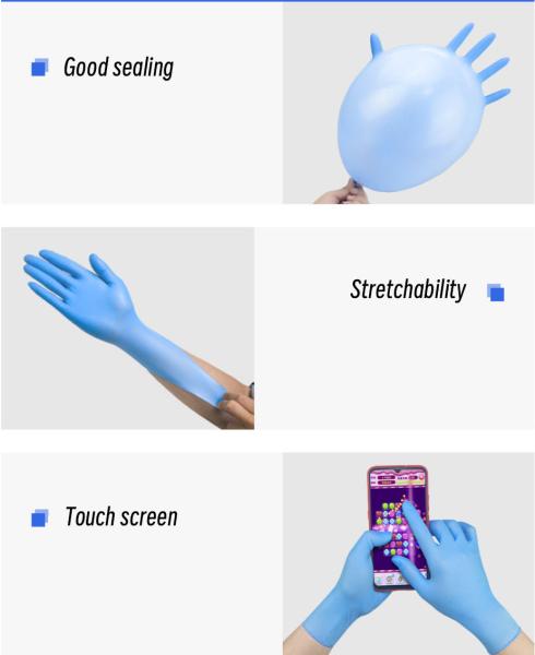 Blue Disposable Nitrile Gloves Hand Protection Powder Free