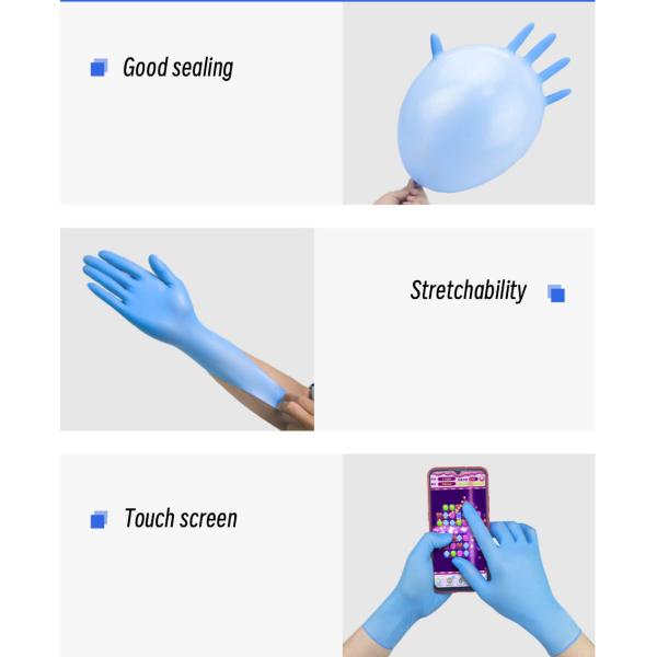 Gants jetables en nitrile bleus pour la protection des mains sans poudre