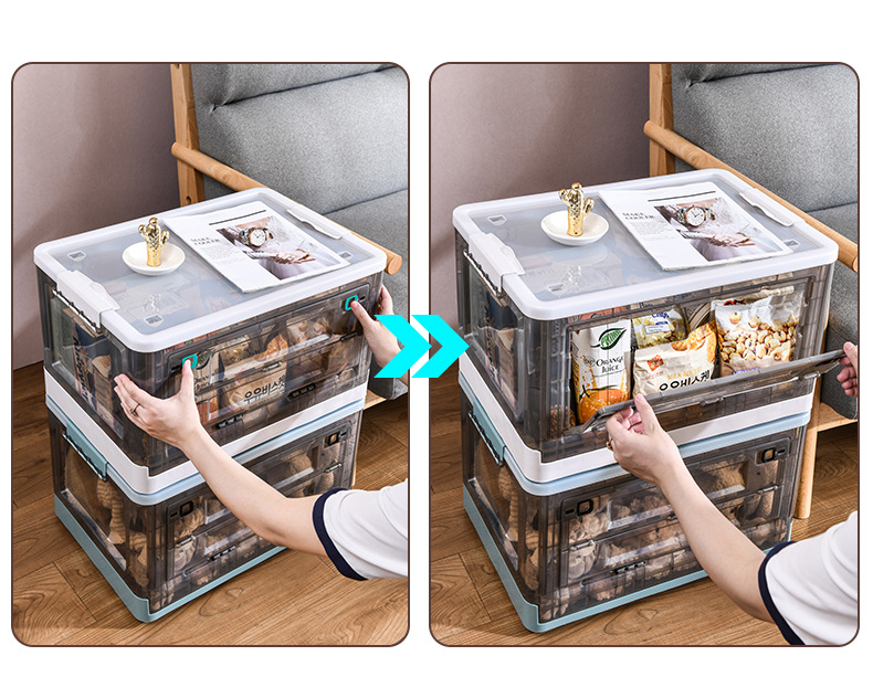 Large Capacity Foldable Storage Box Plastic Acrylic Book Bin Durable Transparent Snack Toy Organizer Collapsible Crate