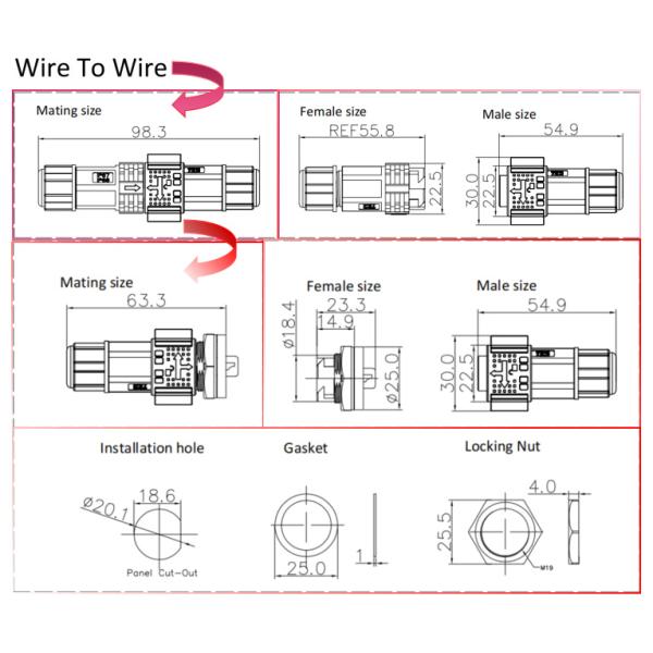 DC 5V 24V 60V 12V Waterproof Connector 11 Pin Round Connector Types Data Coupling