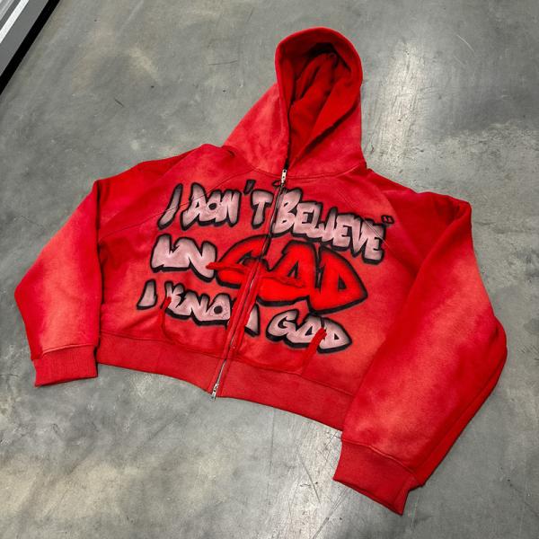 OEM Service Custom Screen Printed Hoodies Cropped Vintage Hoodie Sun Faded