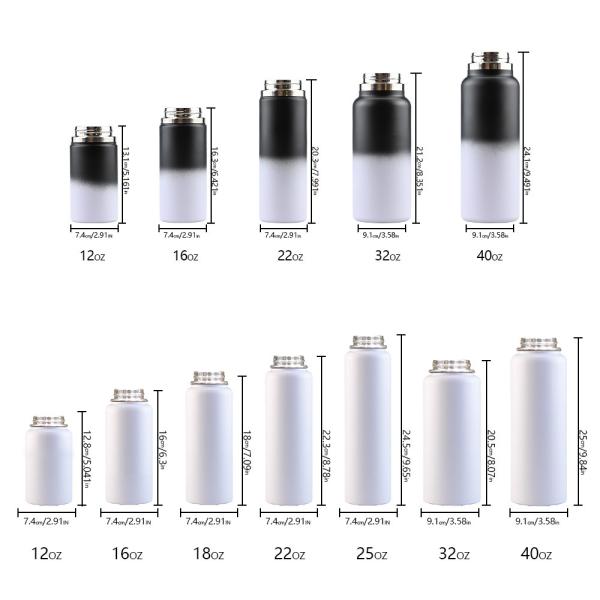 Custom Logo Vacuum Insulated Bottles 12oz 16oz 18oz 22oz 25oz 32oz 40oz