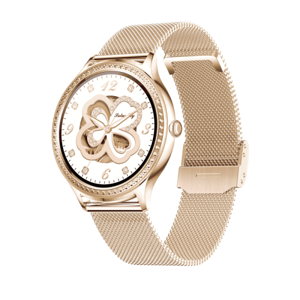 Support OEM & ODM | Diamond-studded Ladies Smart Watch AK35 with IP68 Waterproof 1.32-inch IPS Display and 24/7 Health Monitoring