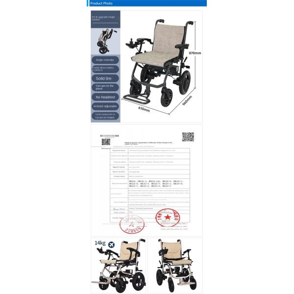 Electric Wheelchair for Airplane Boarding Portable and Detachable Dual Lithium Battery