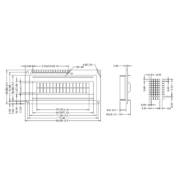 LCD1602 16-символьный модуль ЖК-дисплея LCM Жидкокристаллический модуль 3,3 В 5,0 В