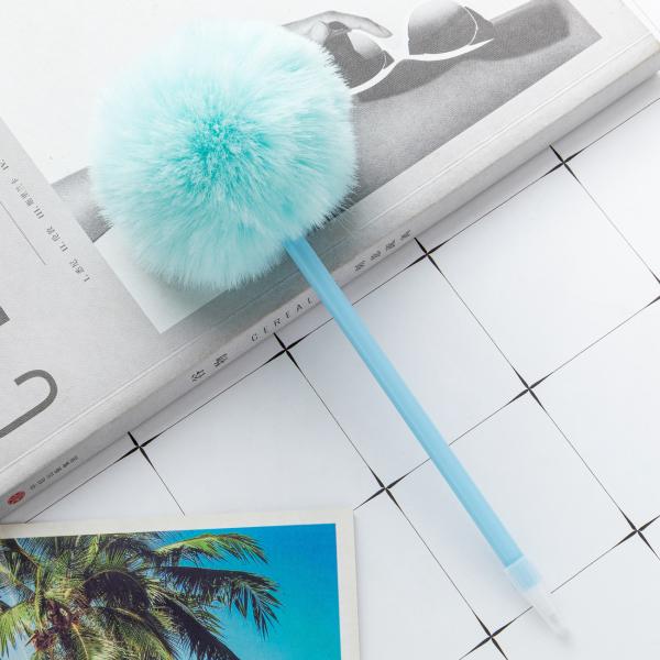 Lovely Colorful Soft Fluff Plastic Ball Pen 1.0mm Slender Barrel Gift Ballpoint Pens