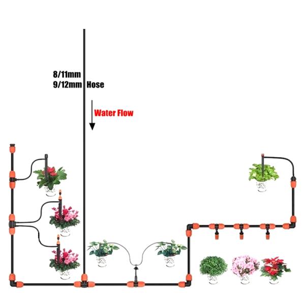 8 / соединитель трубы ирригационной системы капельного орошения 11 соединителя шланга сада 9/12mm