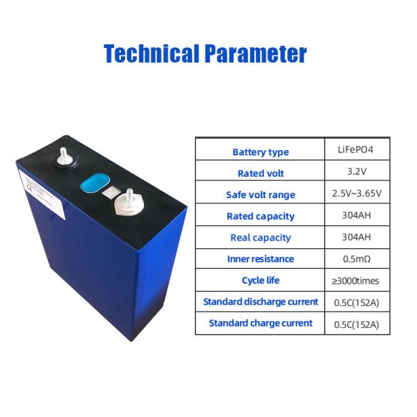 3.2v 304ah Lithium Iron Phosphate Battery with 304AH Capacity Screw Terminal and 3000 Cycles Life