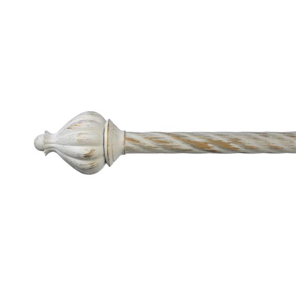 Easy Installing Metal Curtain Rod White Gold Finial For Gift Shop