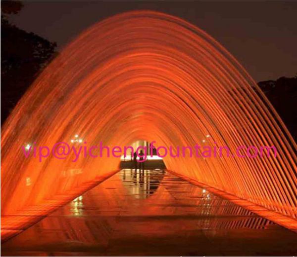 Rainbow Laminar Jet Water Fountain Equipment With LED Light Make Walking Tunnel