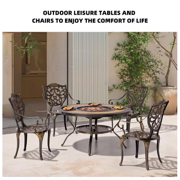 Outdoor Dining Table Patio Barbecues Grain Table And Chair Set For Garden Courtyard