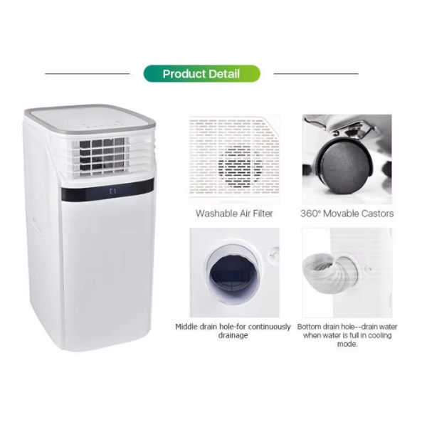 No Drain Needed Portable Air Conditioner | Self Evaporating 24000 BTU Mobile Cooler for High Humidity Areas
